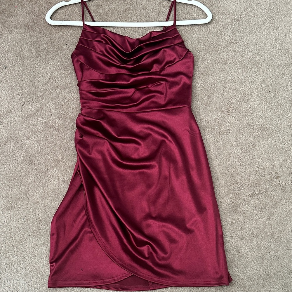 B Darlin Burgundy Mini Dress